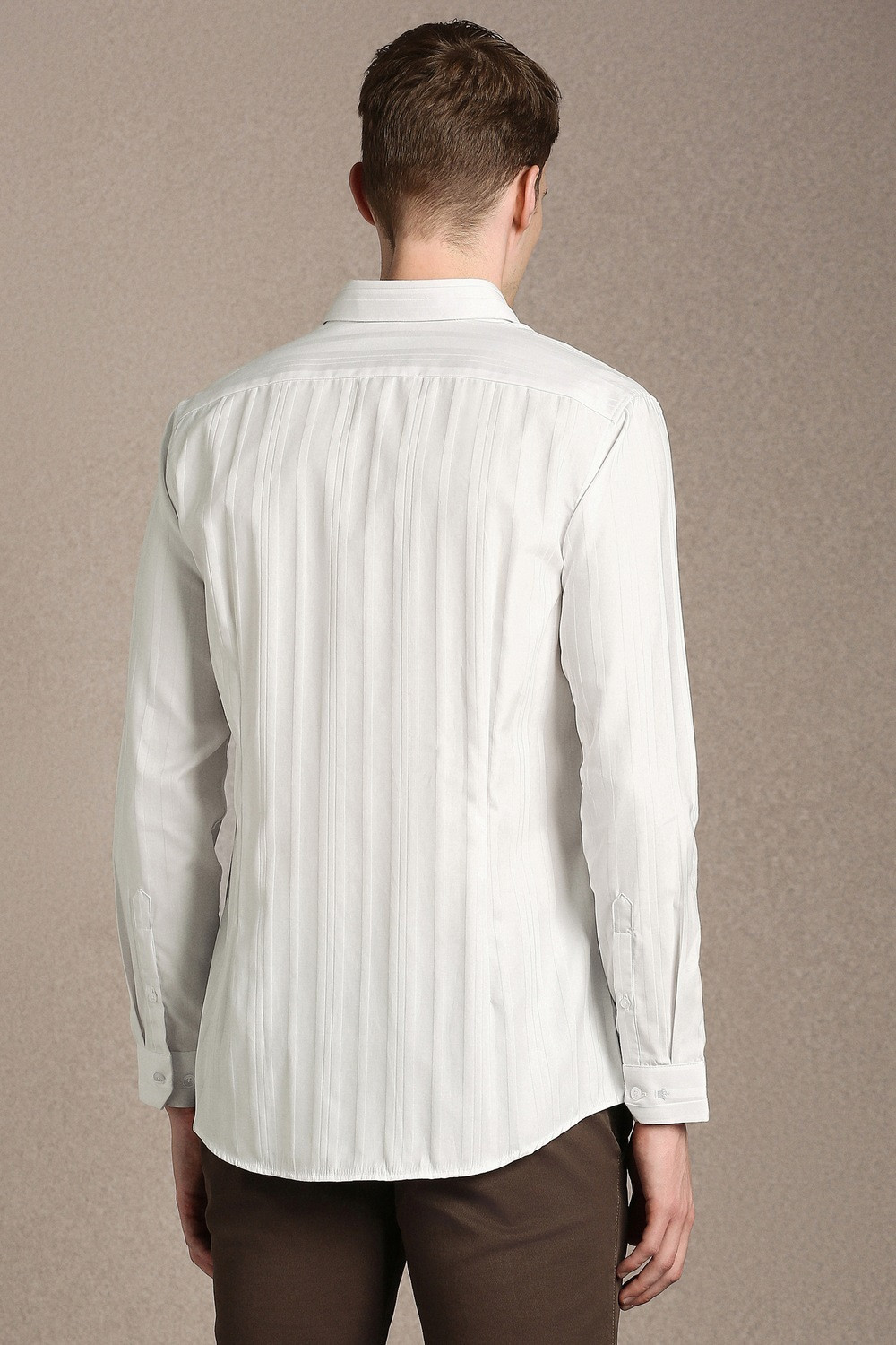 Image of LOUIS PHILIPPE Men Striped Casual White Shirt