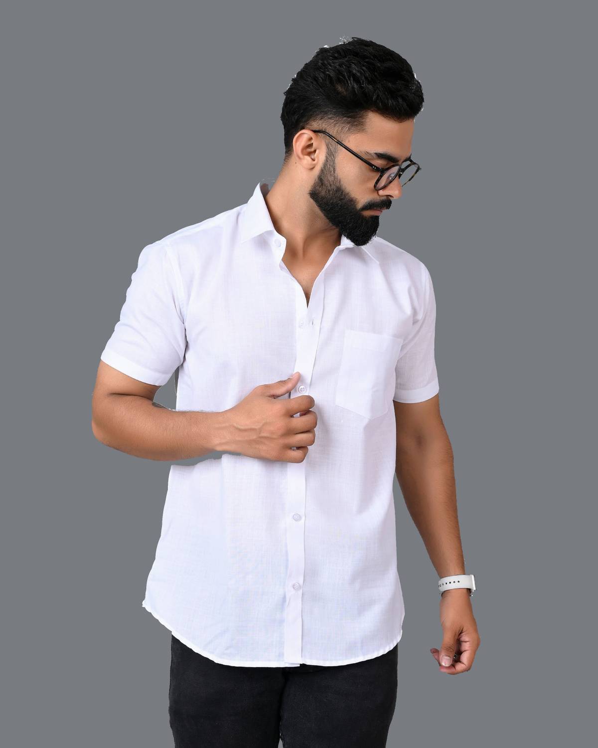 BlackLilly Men Solid Formal White Shirt
