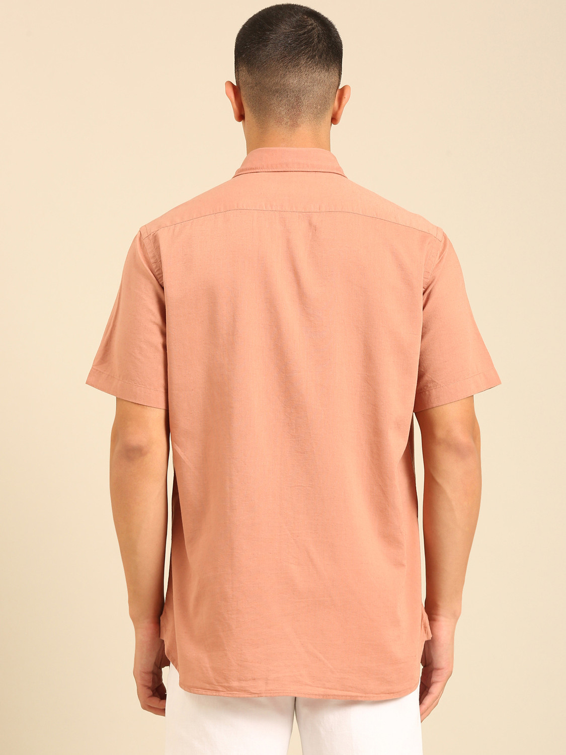 Image of CAVALLO BY LINEN CLUB Men Solid Casual Orange Shirt