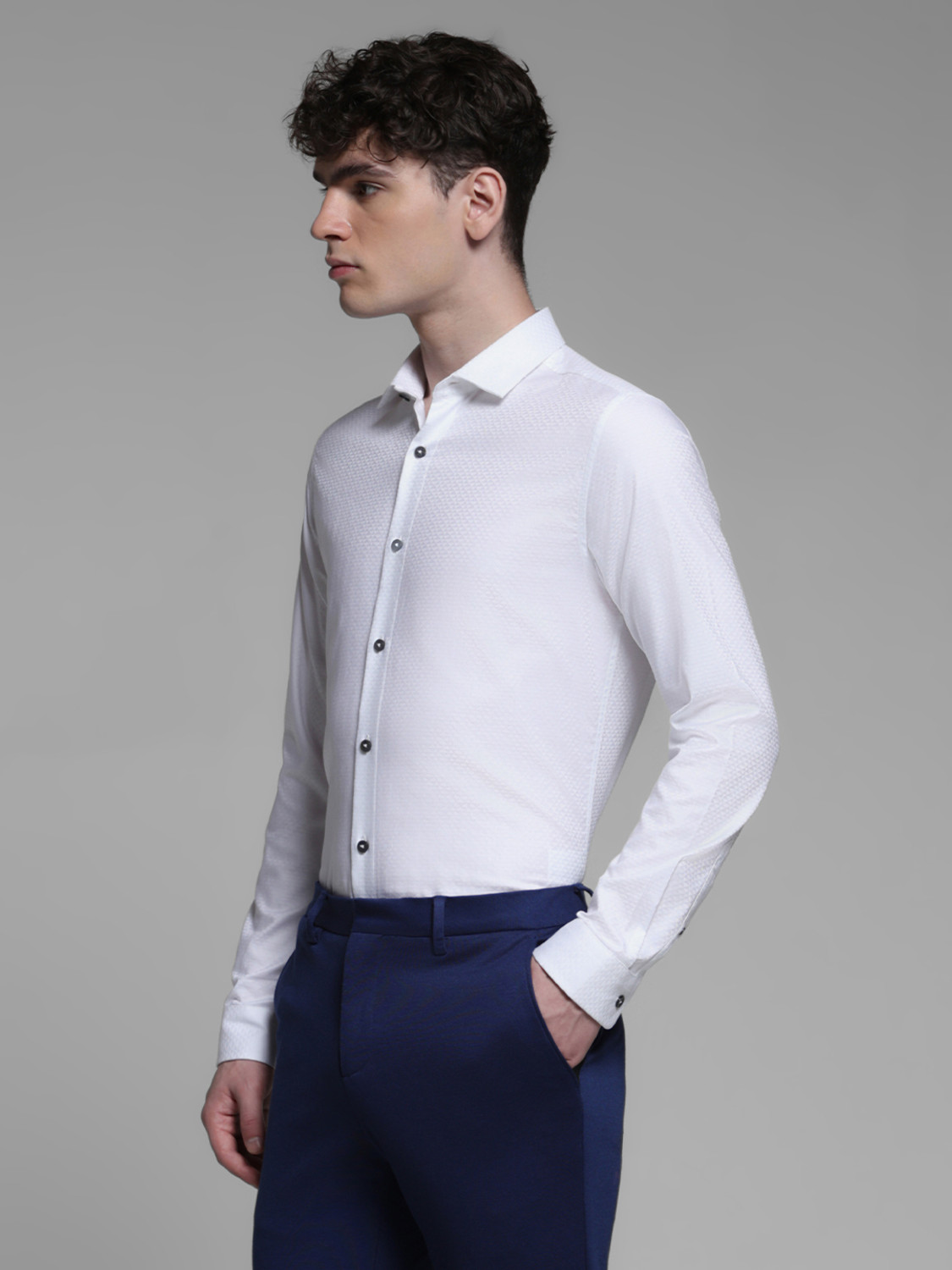 Image of JACK & JONES Men Solid Casual White Shirt