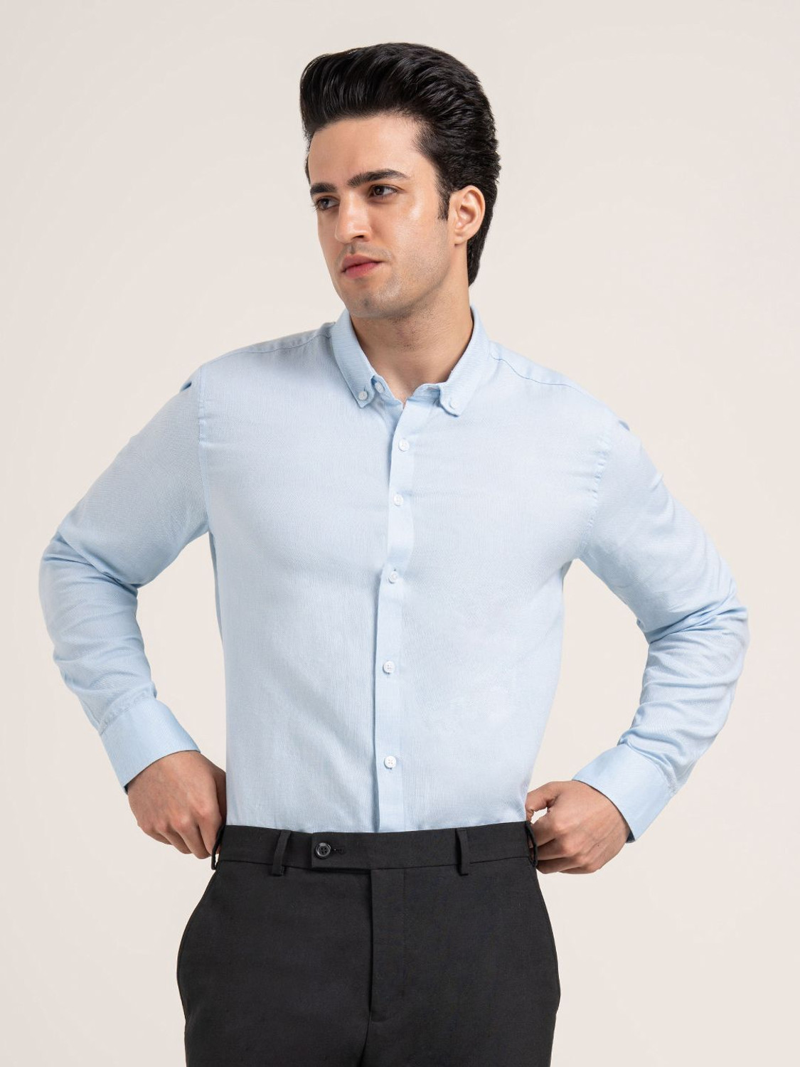 Image of RED TAPE Men Solid Casual Light Blue Shirt