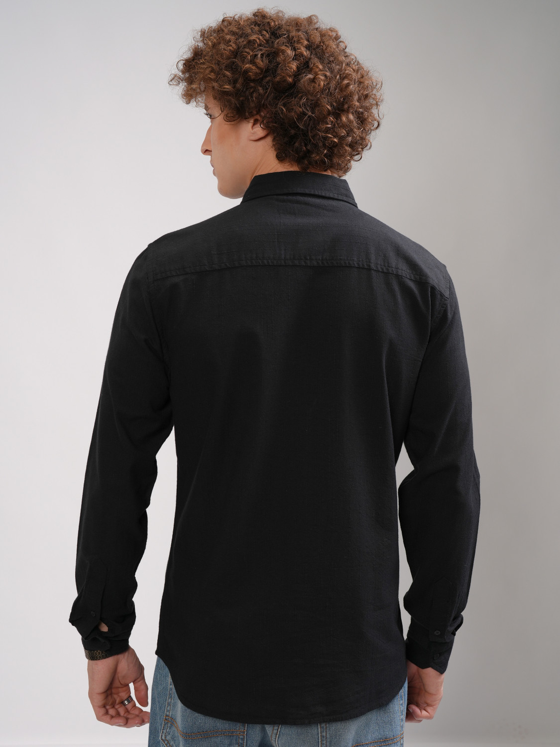 Image of HIGHLANDER Men Striped Casual Black Shirt