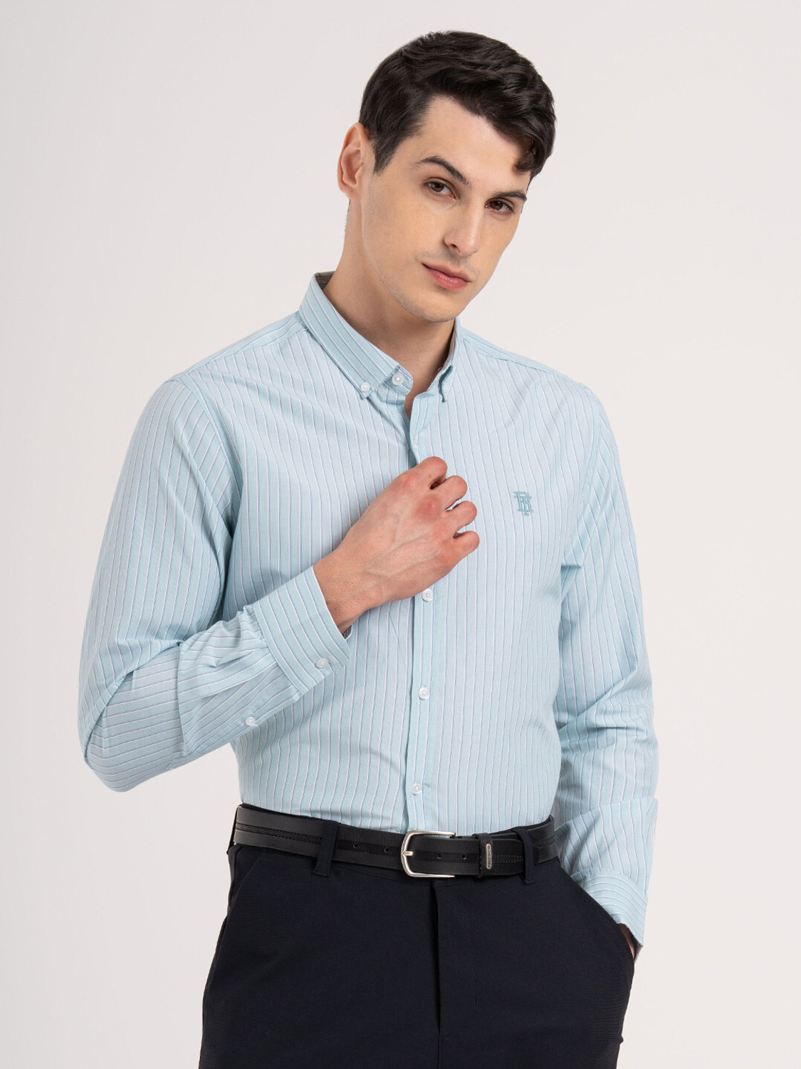 Image of RED TAPE Men Striped Casual Blue Shirt