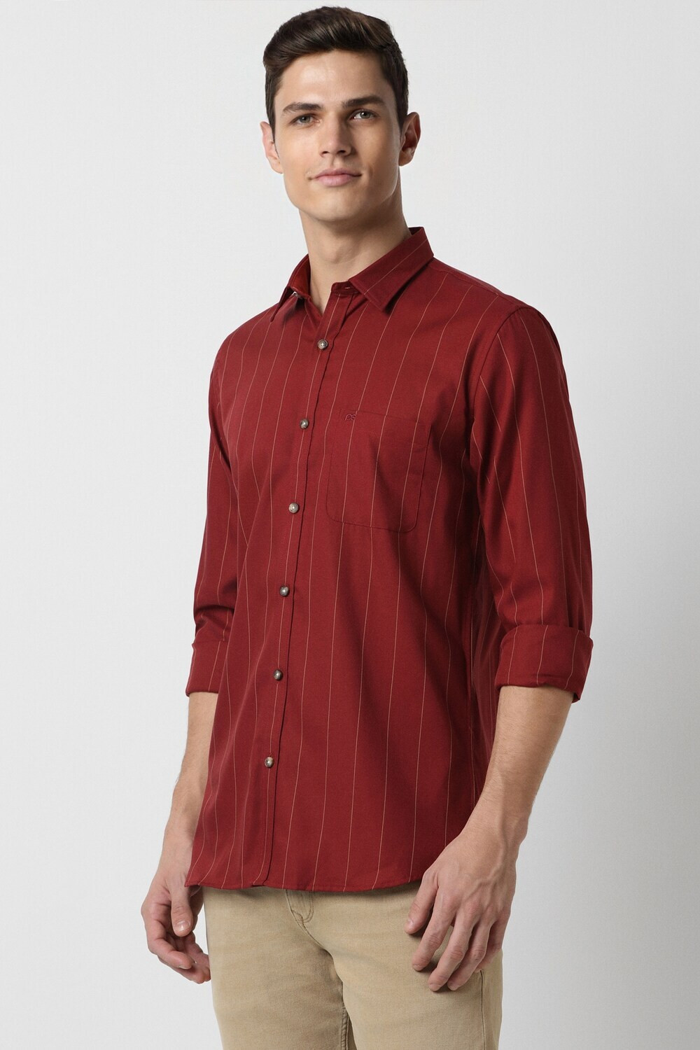 Image of PETER ENGLAND Men Striped Casual Red Shirt