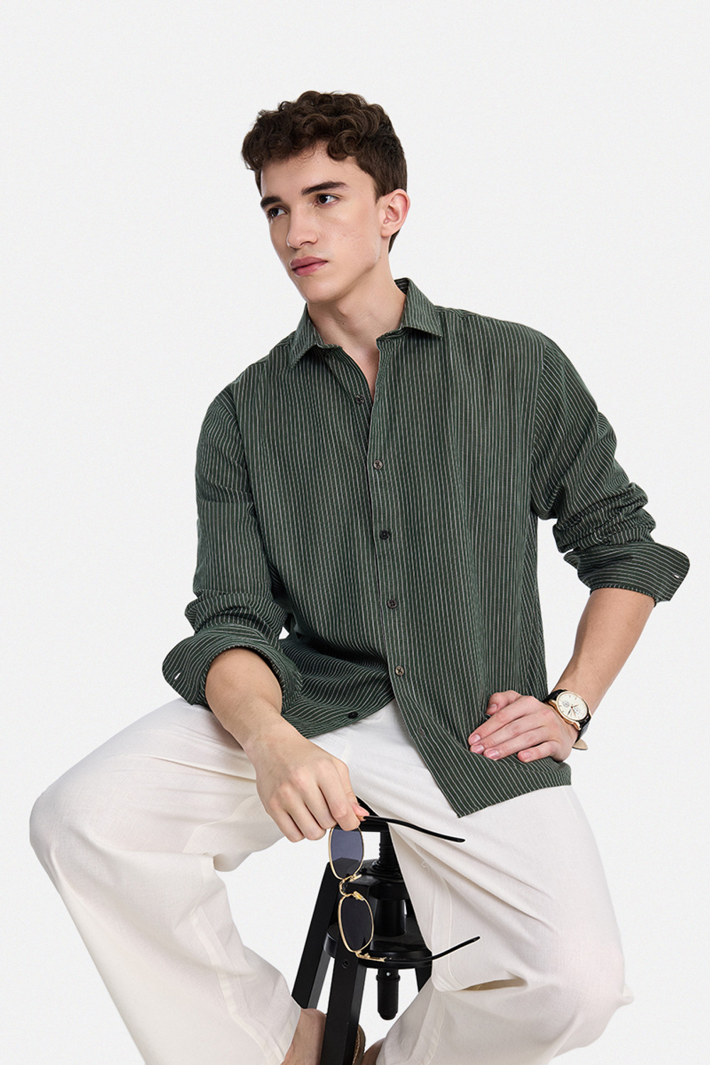 Image of Snitch Men Regular Fit Self Design Spread Collar Casual Shirt