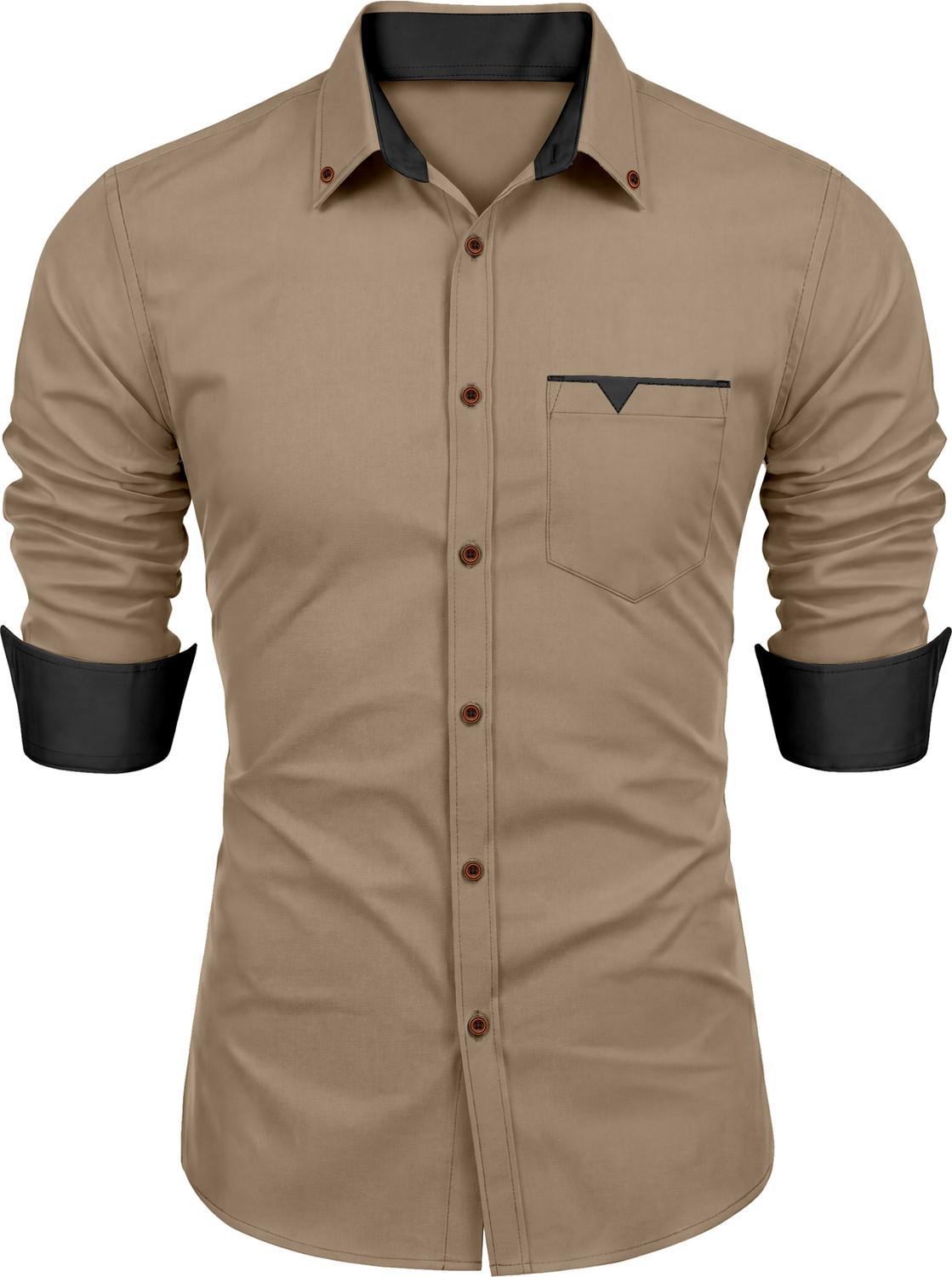 Image of GAZZY CREATION Men Solid Casual Pink Shirt
