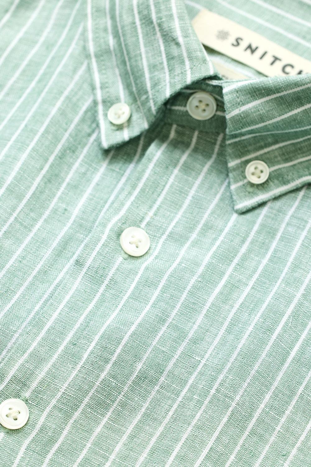 Image of Snitch Men Striped Casual Light Green Shirt