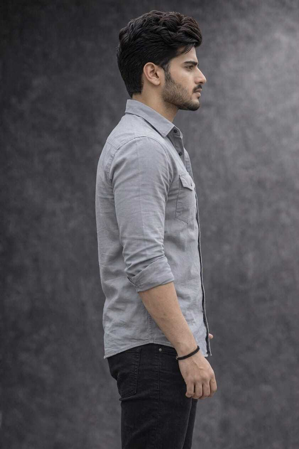 Image of PROMO FASH Men Solid Casual Grey Shirt