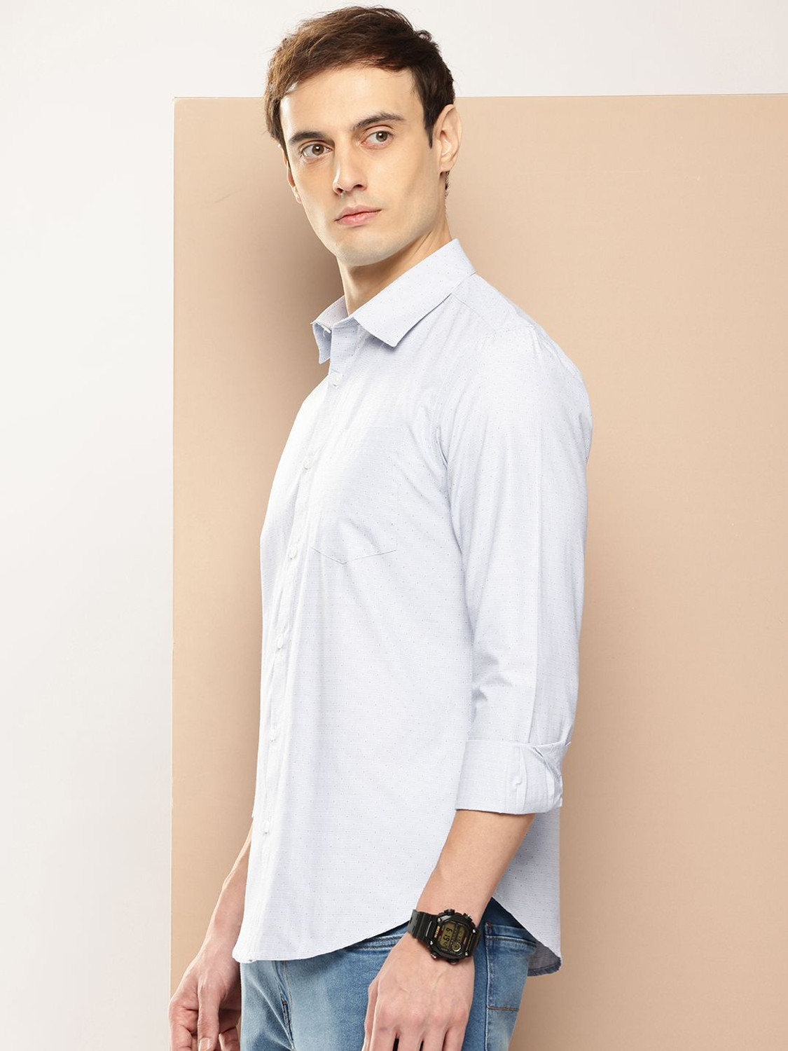 Image of encore by INVICTUS Men Self Design Casual White Shirt