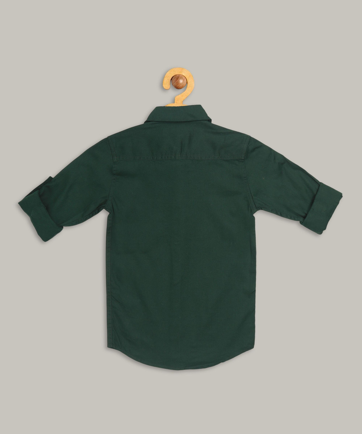 Image of KILLER Boys Solid Casual Dark Green Shirt