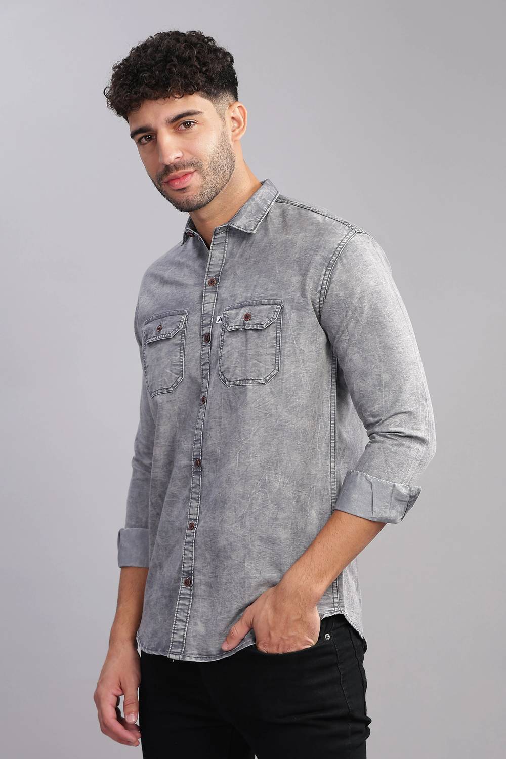AIDAN Paul Men Grey Casual Shirt - Image 4