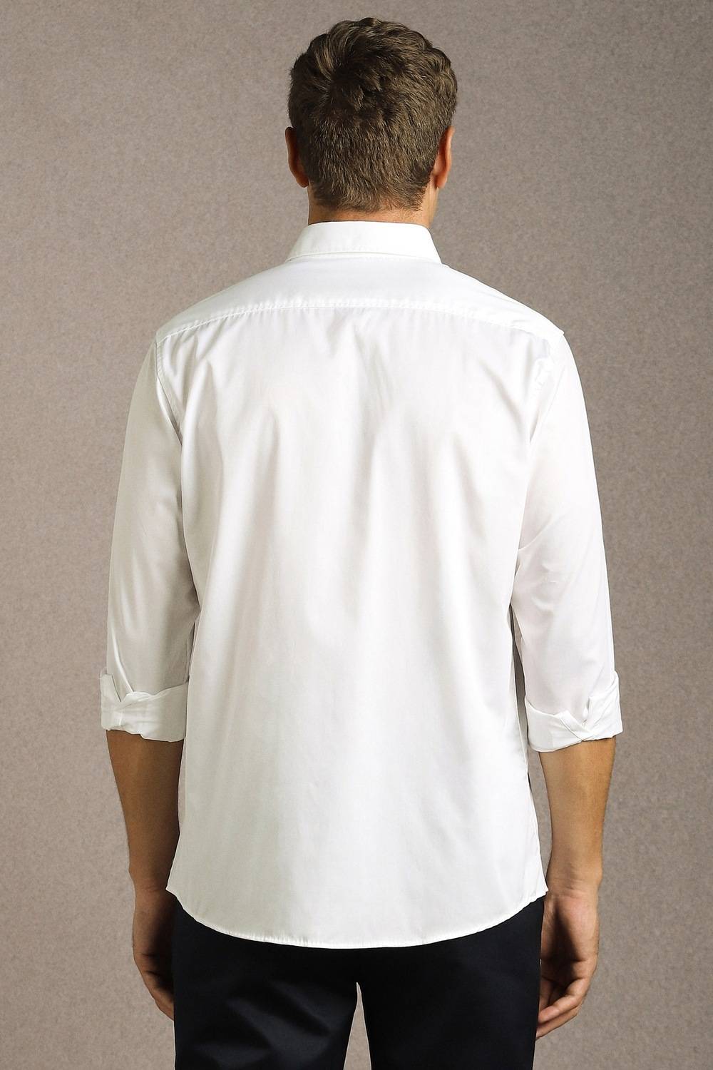 Louis Philippe Men Solid Casual White Shirt - Image 3