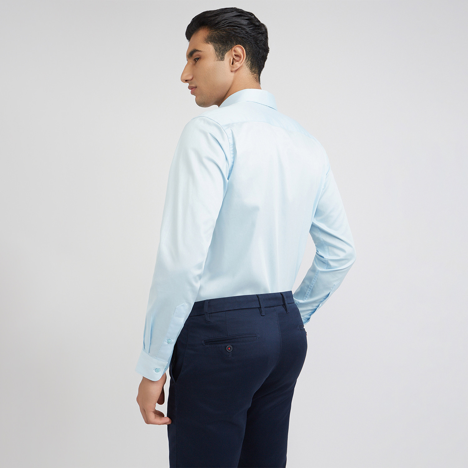 Image of Raymond Men Solid Formal Blue Shirt