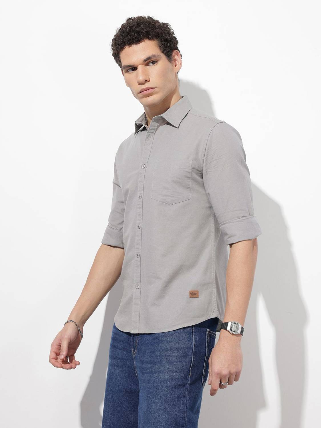 Roadster Men Solid Casual Grey Shirt - Image 5