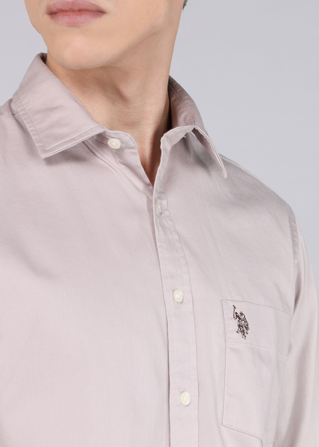 Image of U.S. POLO ASSN. Men Solid Casual Beige Shirt