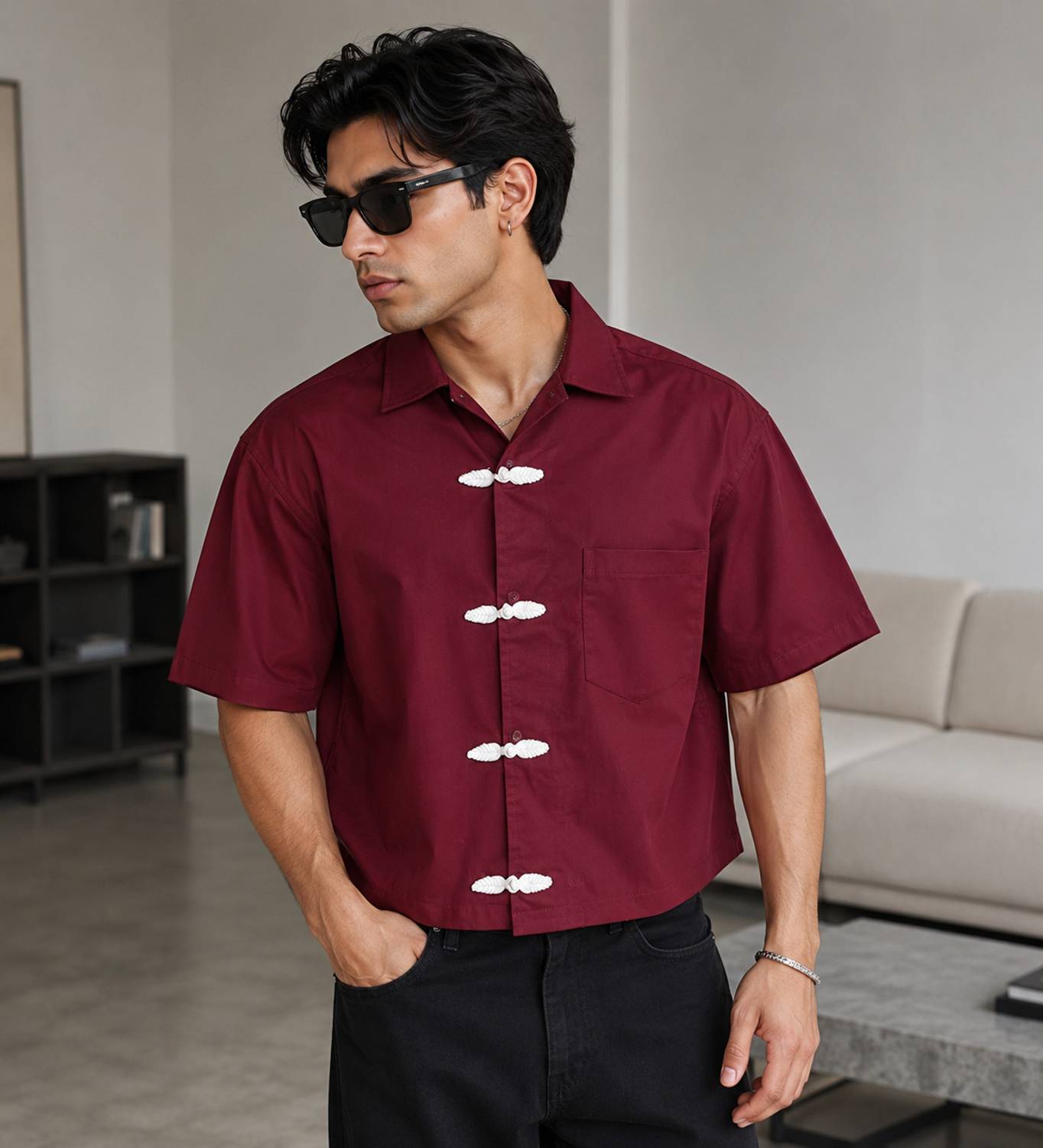 DripVerse Men Maroon Shirt