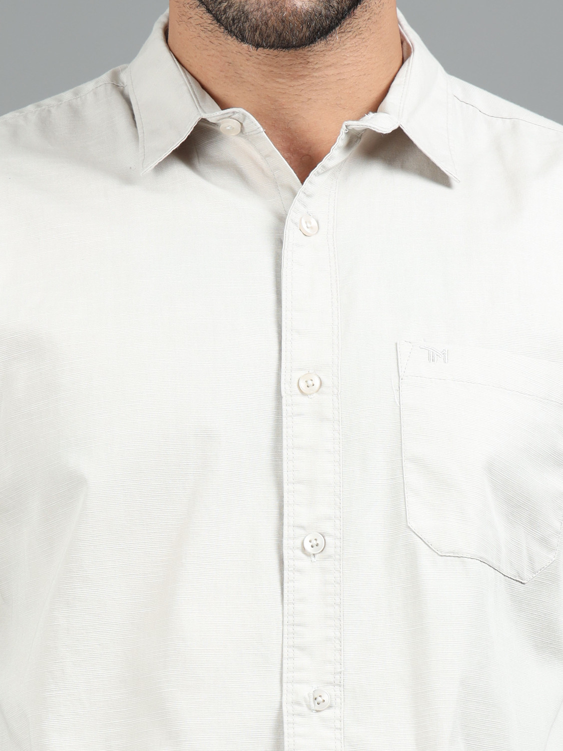 Image of Tom Mackler Men Solid Casual Cream Shirt