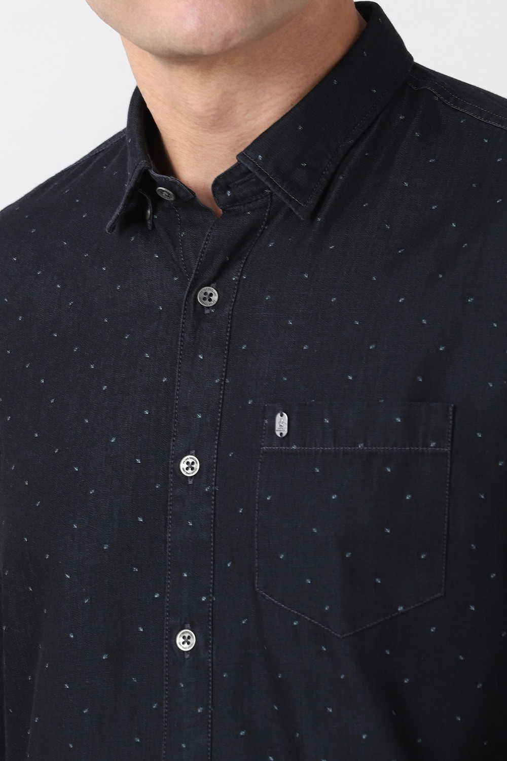 Image of PETER ENGLAND Men Printed Casual Black Shirt