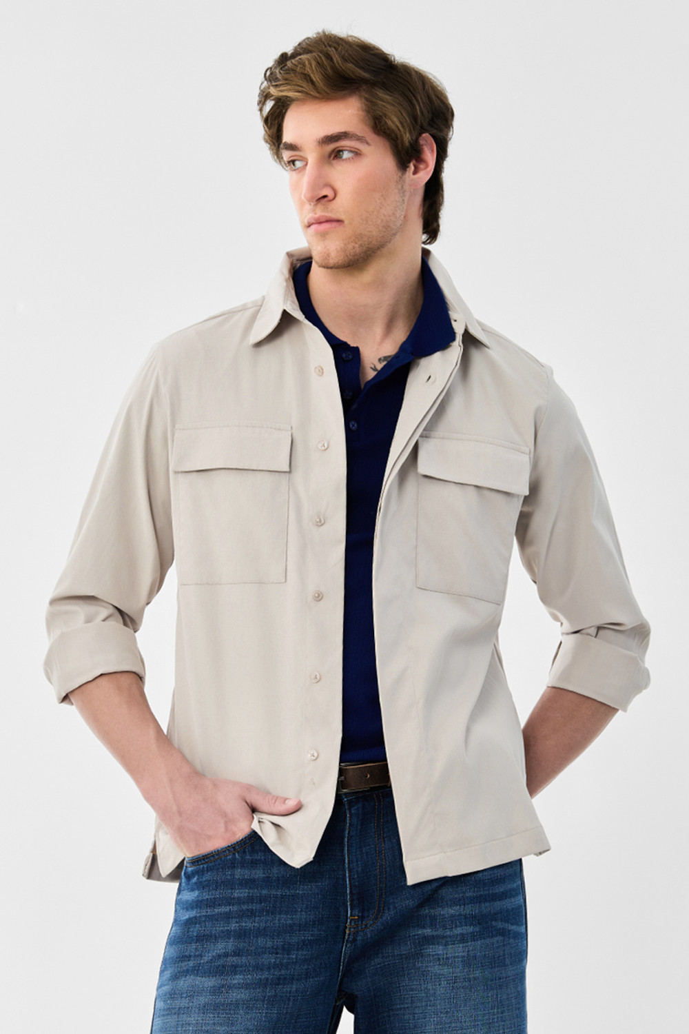 Image of Snitch Men Regular Fit Solid Spread Collar Casual Shirt