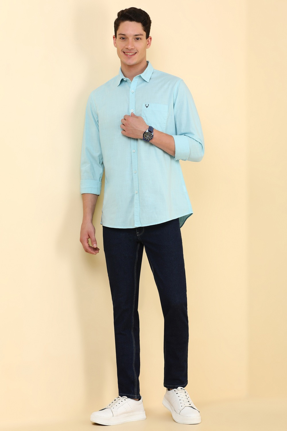 Image of Allen Solly Men Comfort Fit Solid Casual Shirt