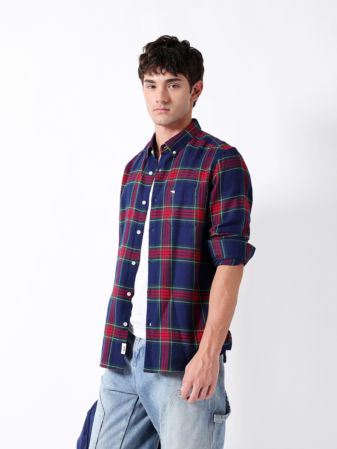 Image of THE BEAR HOUSE Men Checkered Casual Multicolor Shirt