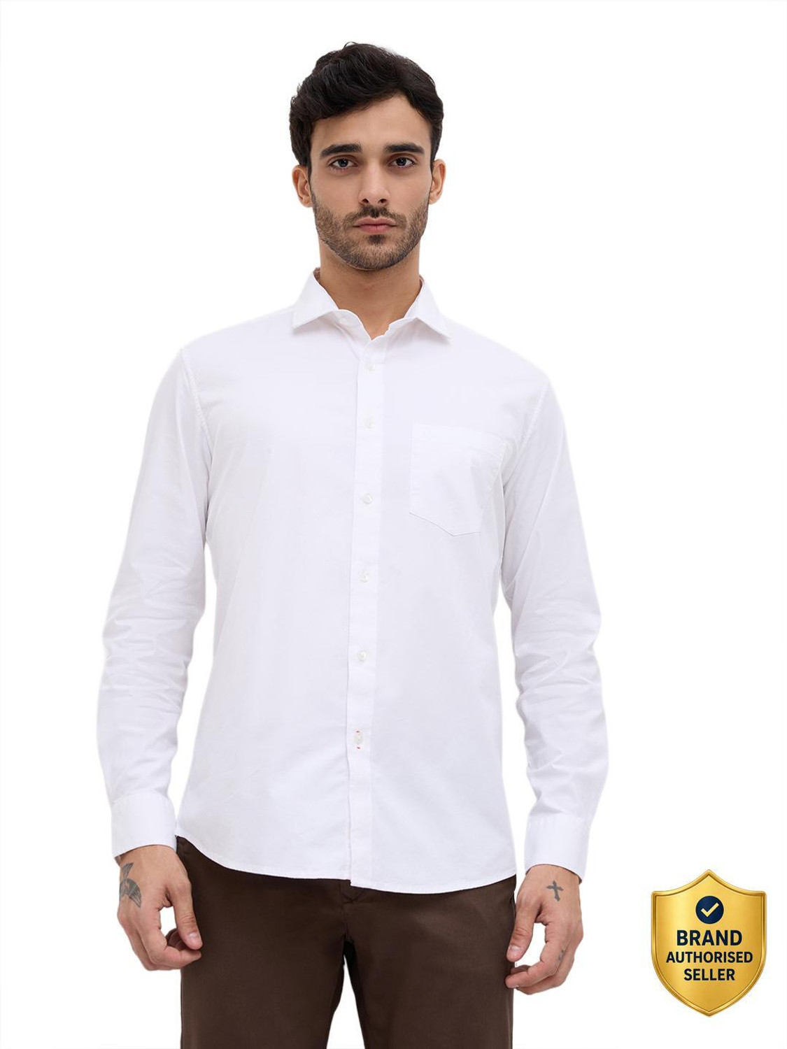 Image of KILLER Men Solid Casual White Shirt