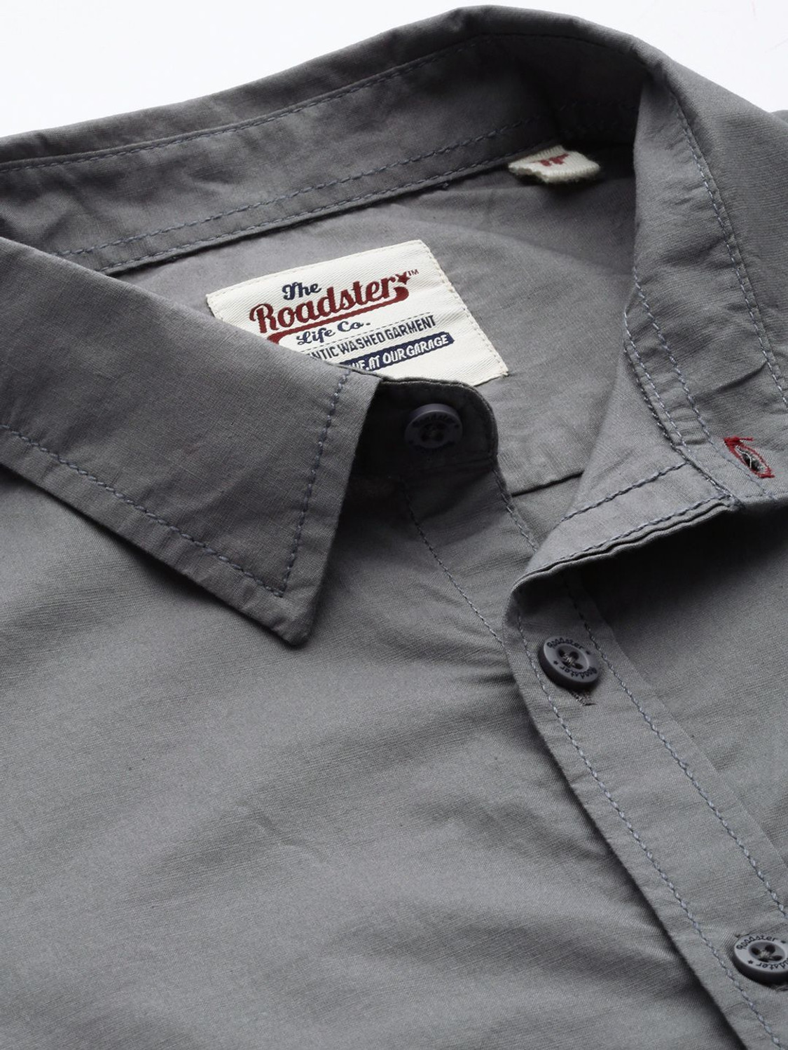 Image of Roadster Men Solid Casual Grey Shirt