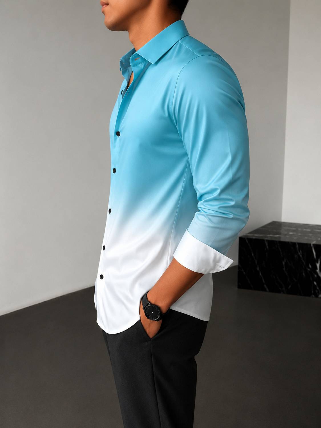 SH FSN Men Light Blue Casual Shirt - Image 3