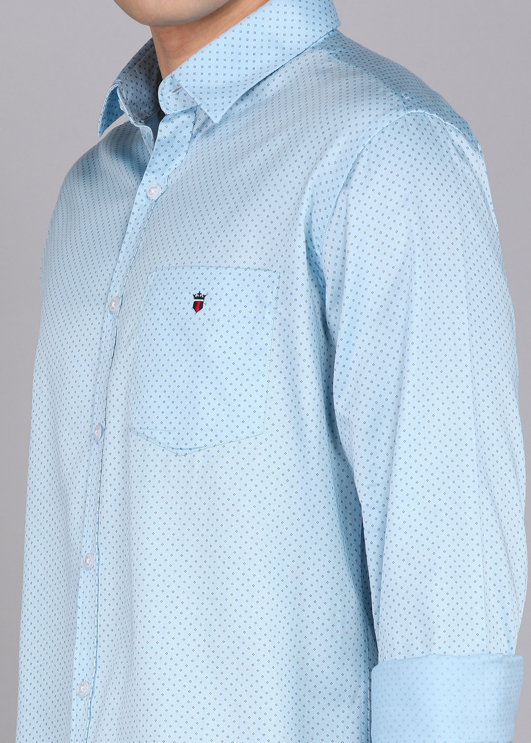 Image of Louis Philippe Sport Men Printed Casual Light Blue Shirt