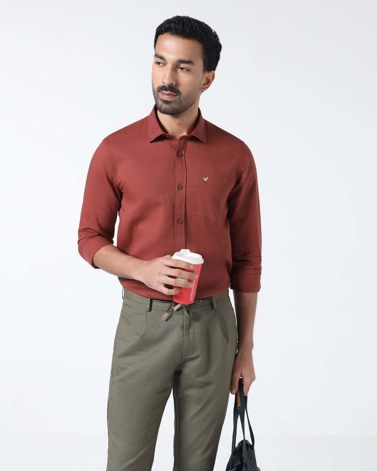 Image of Blackberrys Men Solid Casual Red Shirt