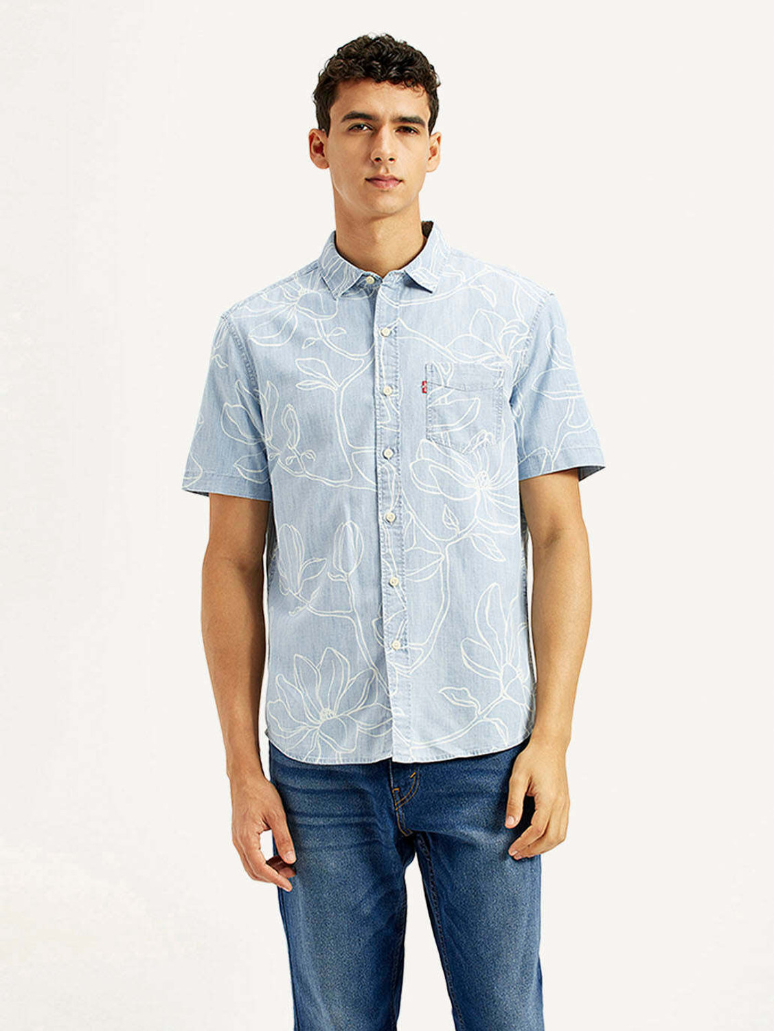 Image of LEVI'S Men Printed Casual Blue Shirt
