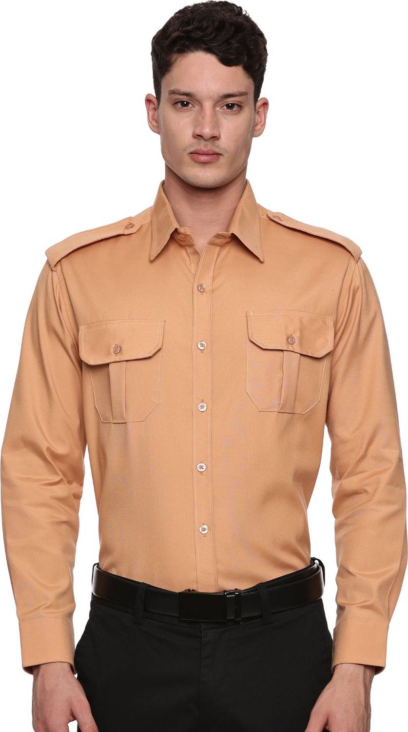 Forerunner Men Solid Casual Beige Shirt