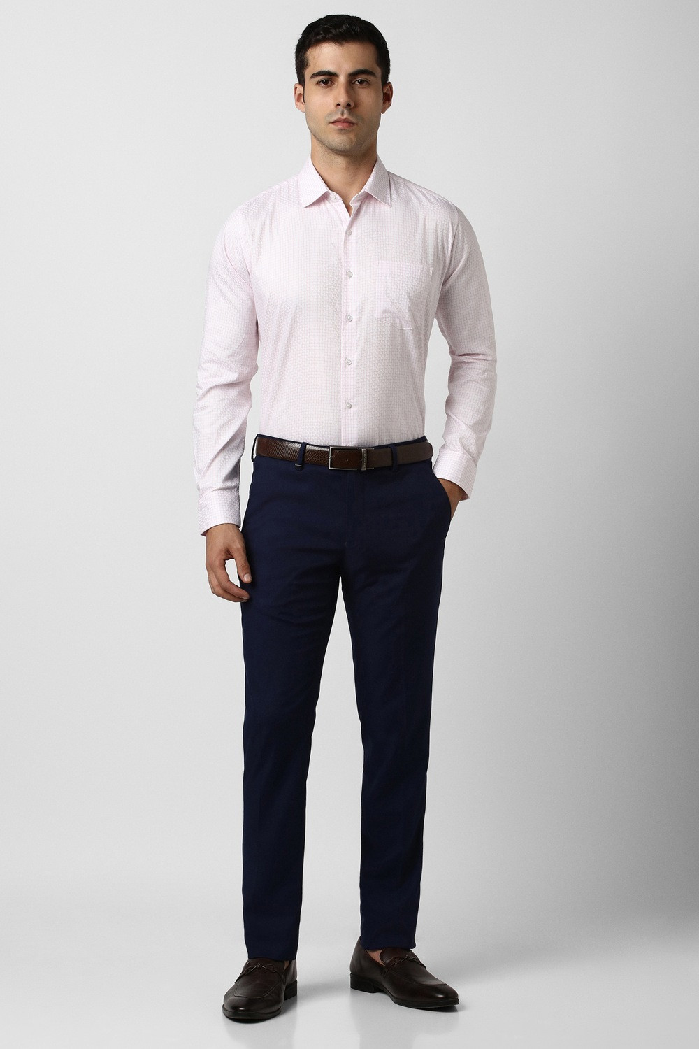 Image of VAN HEUSEN Men Checkered Casual Pink Shirt
