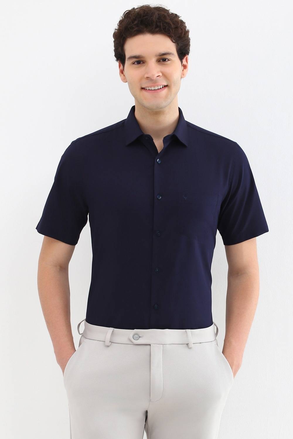 Allen Solly Men Solid Formal Blue Shirt