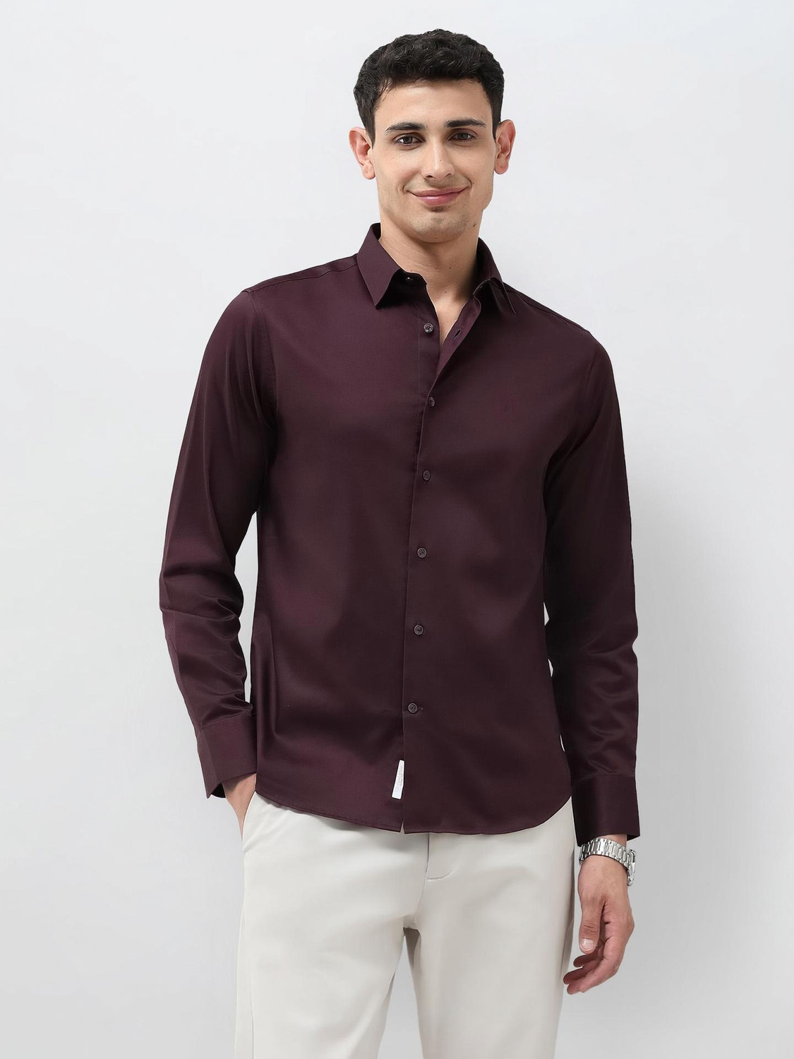 Image of U.S. POLO ASSN. Men Solid Casual Purple Shirt