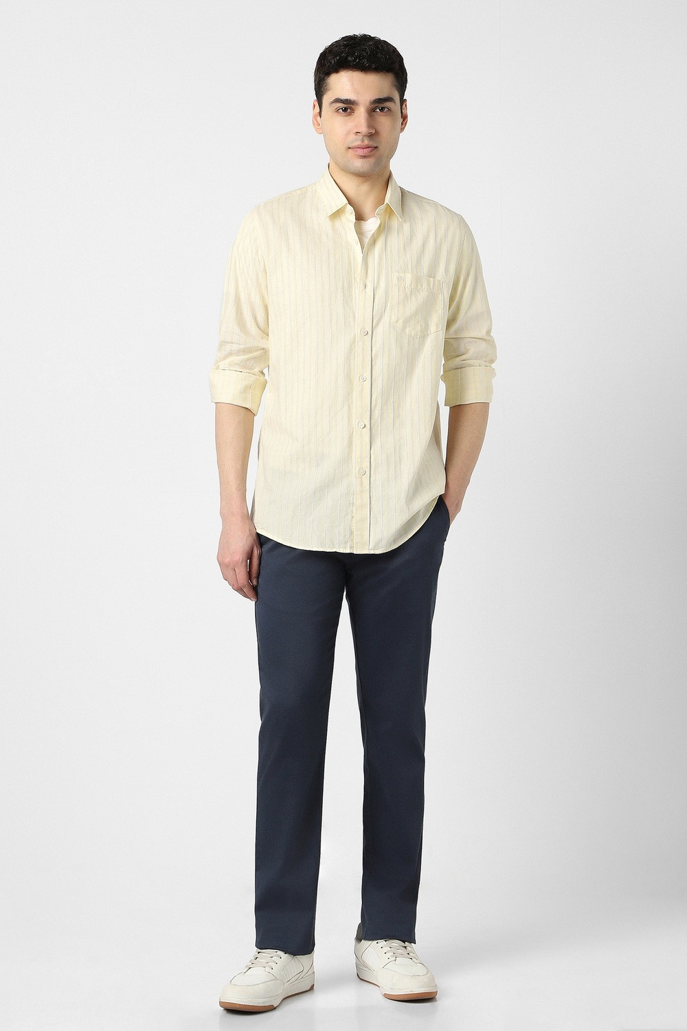Image of PETER ENGLAND Men Striped Casual Yellow Shirt