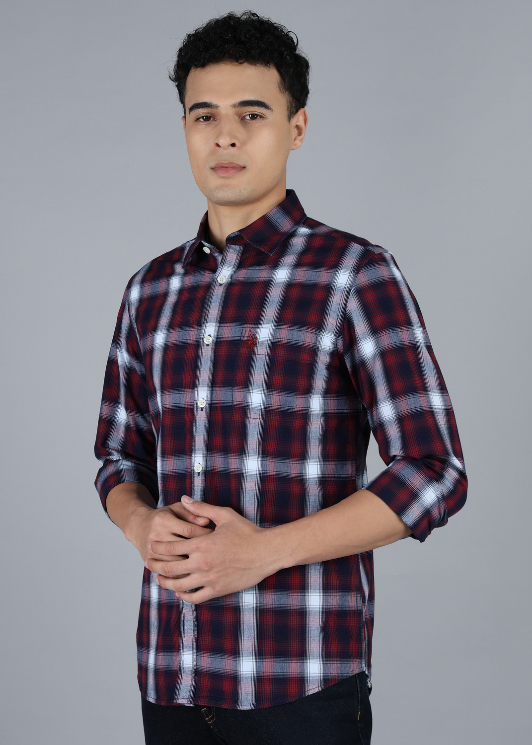 Image of U.S. Polo Assn. Denim Co. Men Regular Fit Solid Cut Away Collar Casual Shirt