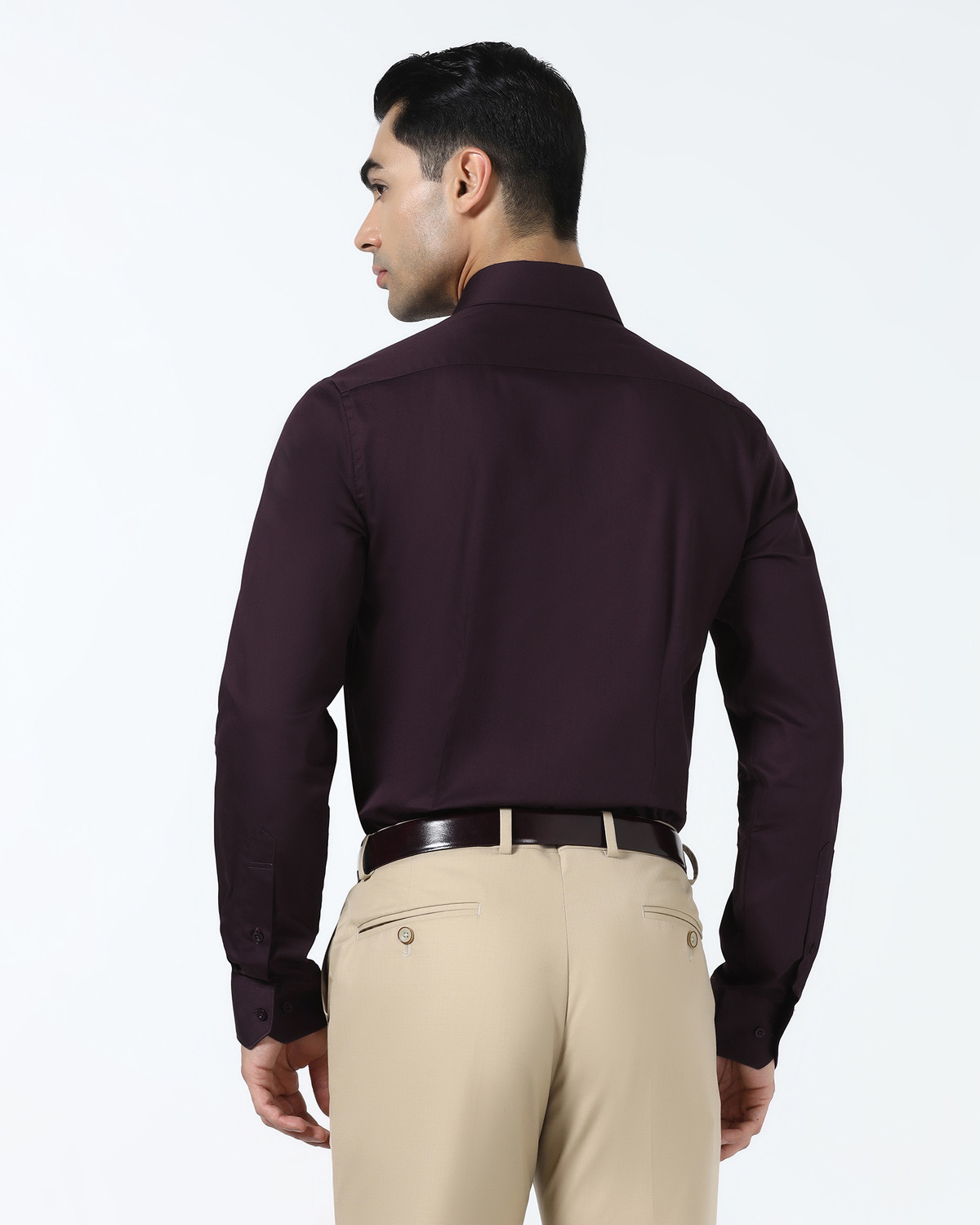 Image of Blackberrys Men Solid Formal Purple Shirt