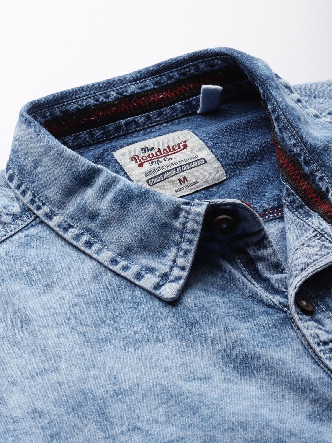 Image of Roadster Men Solid Casual Blue Shirt