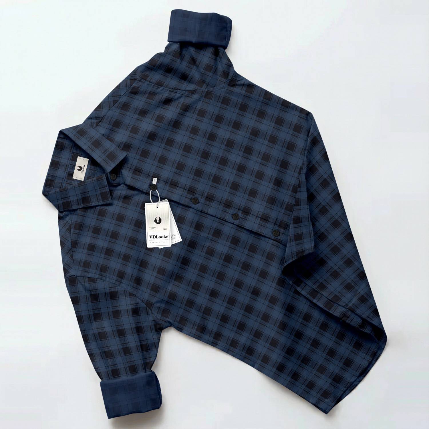VD Looks Men Checkered Casual Blue, Black Shirt