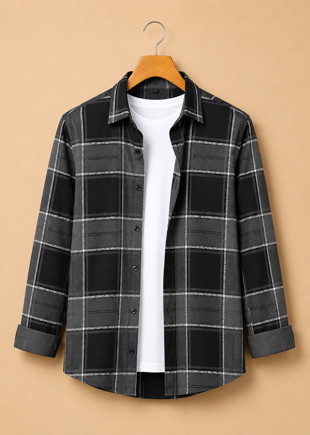 Image of METRONAUT Men Slim Fit Checkered Spread Collar Casual Shirt