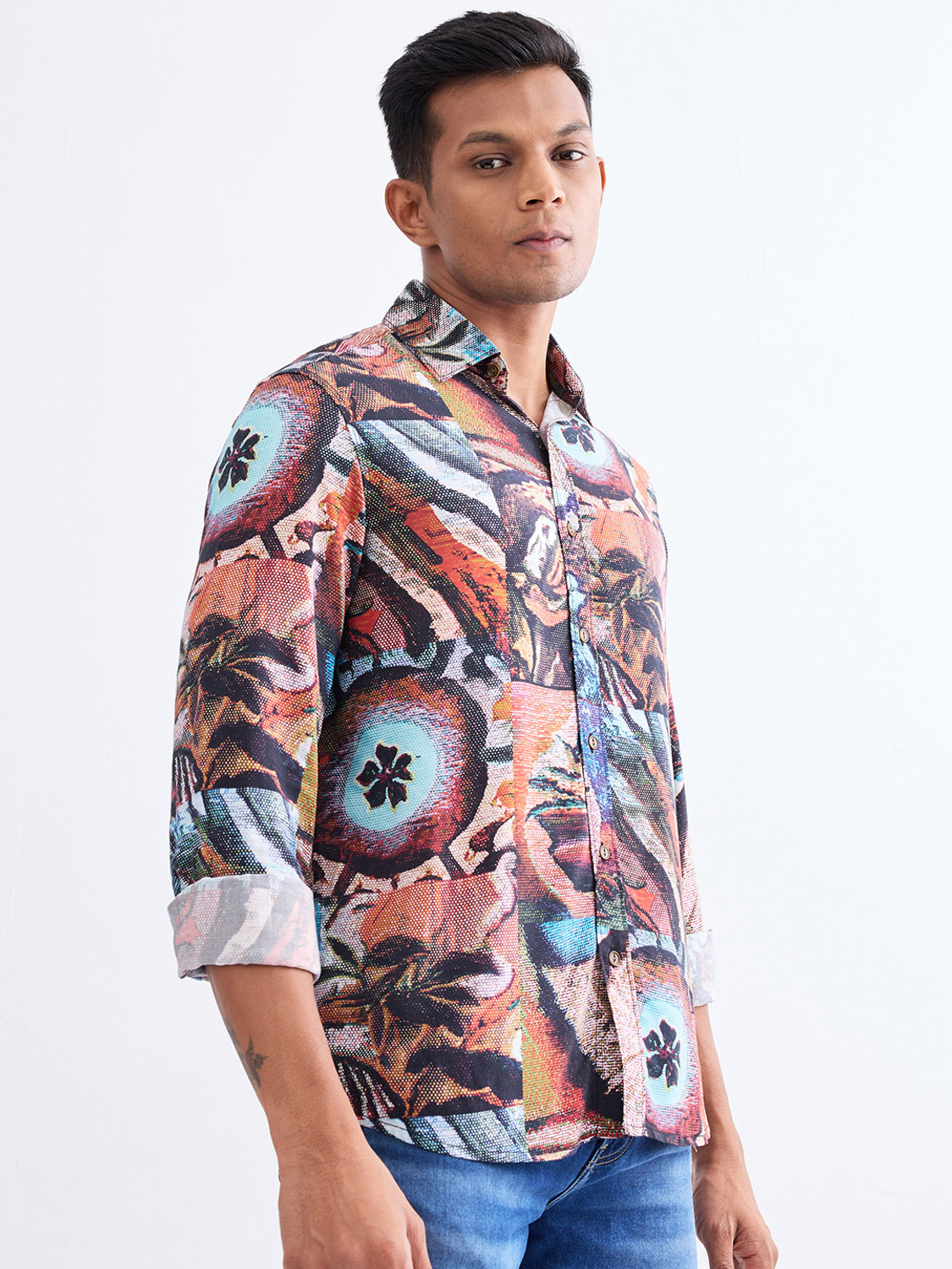 Image of Spykar Men Printed Casual Multicolor Shirt