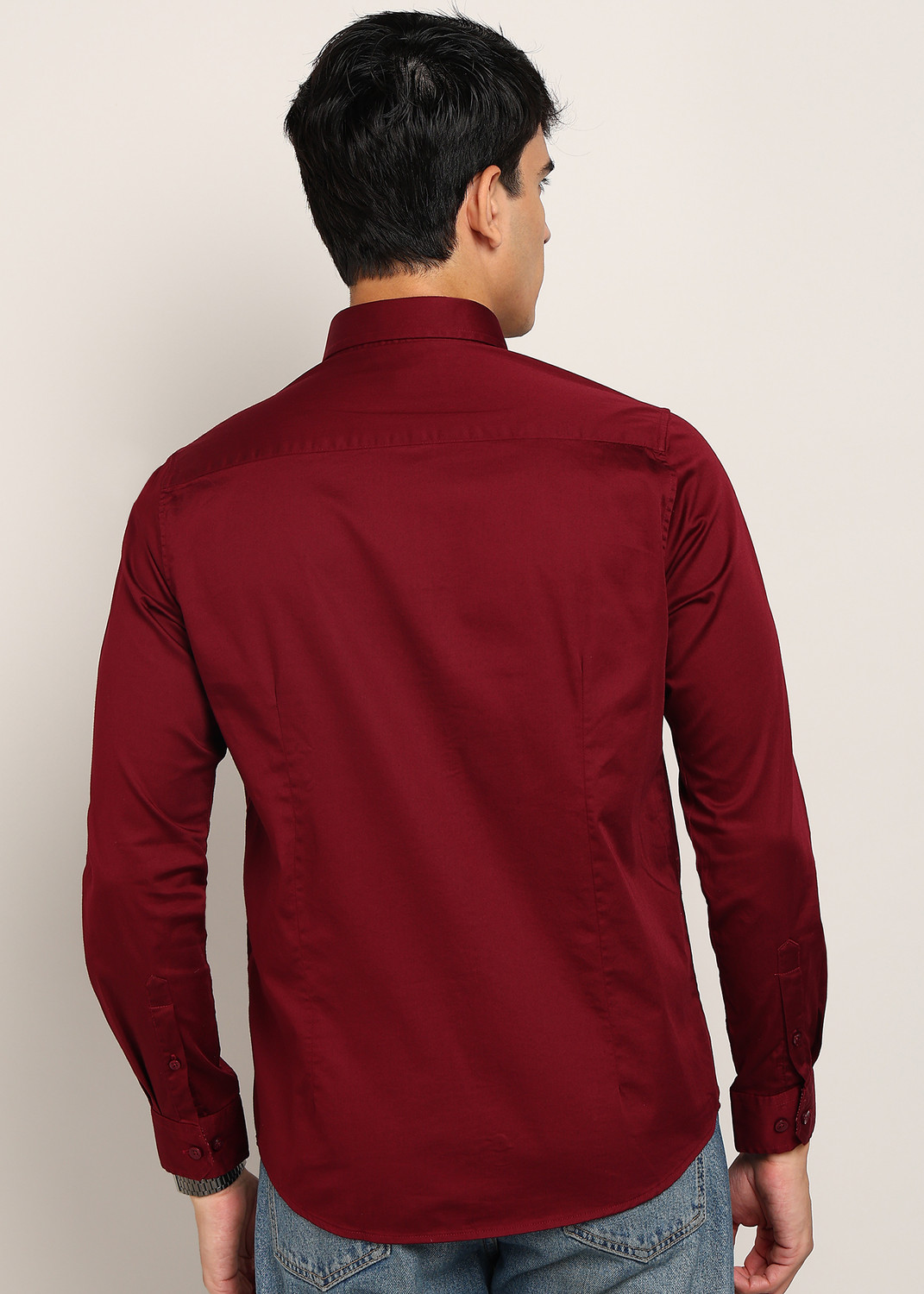 Image of KILLER Men Solid Casual Maroon Shirt