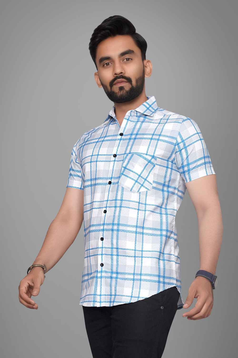 Image of Tyzlo Men Printed Casual Grey Shirt