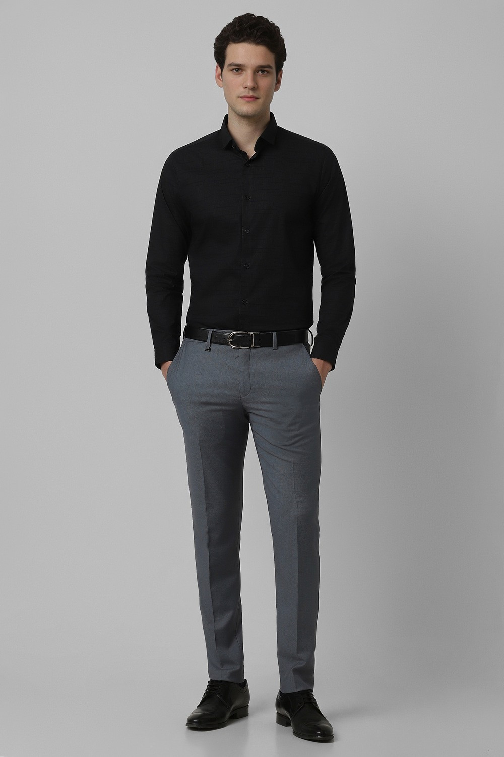 Image of PETER ENGLAND Men Printed Formal Black Shirt