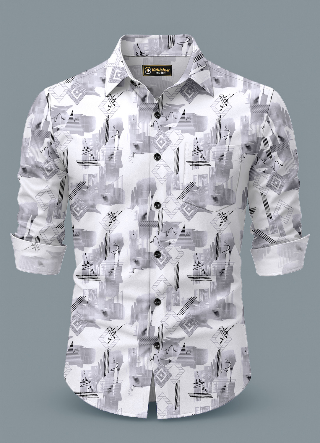 Image of RUHISHVA FASHION Men Printed Casual Multicolor Shirt