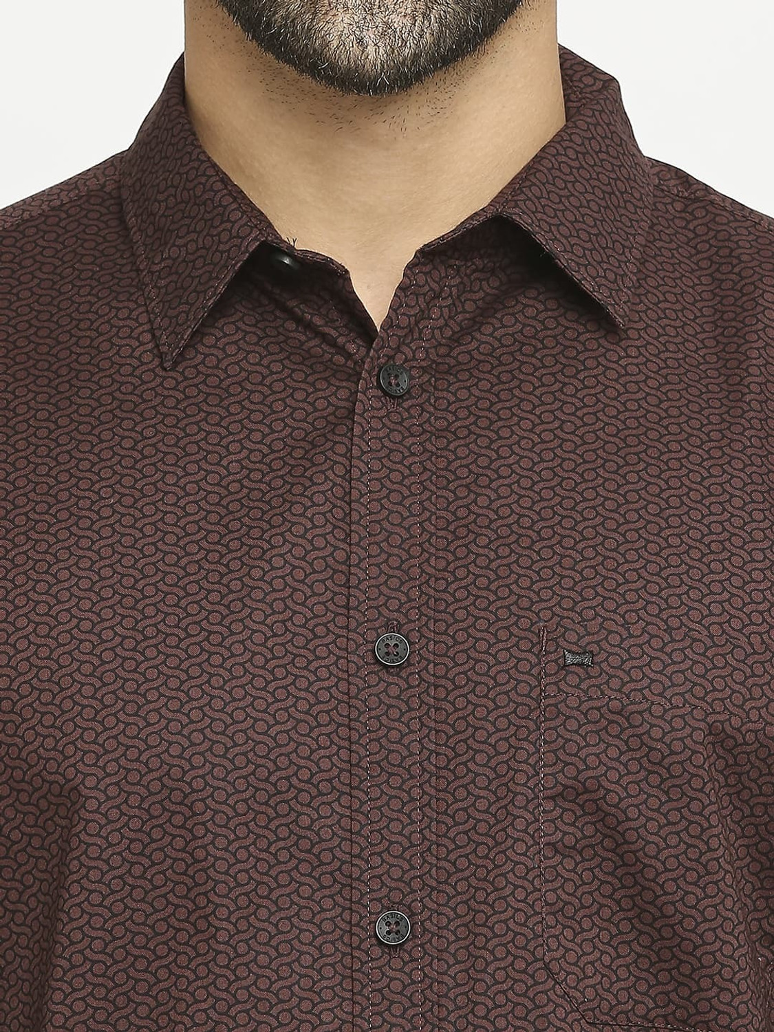 Image of BASICS Men Printed Casual Brown Shirt
