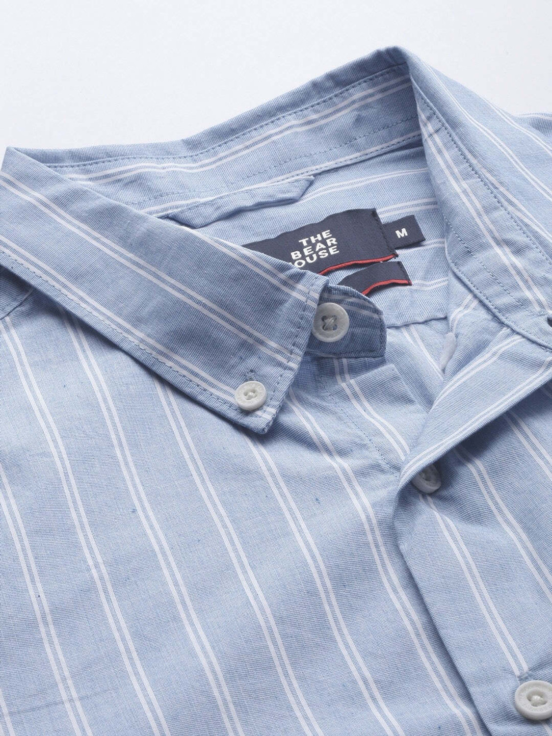 Image of THE BEAR HOUSE Men Striped Casual Blue Shirt