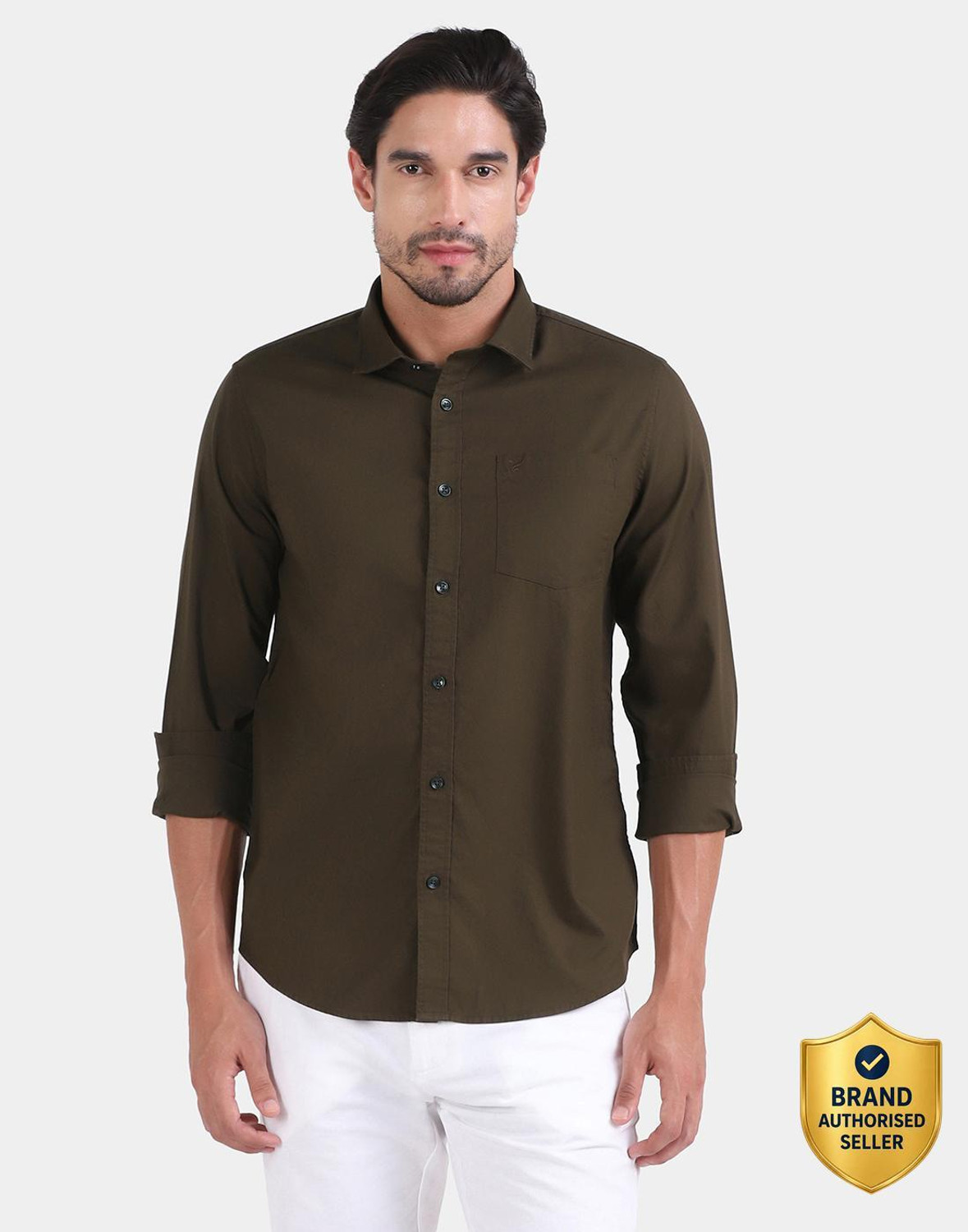 Image of Blackberrys Men Printed Casual Brown Shirt