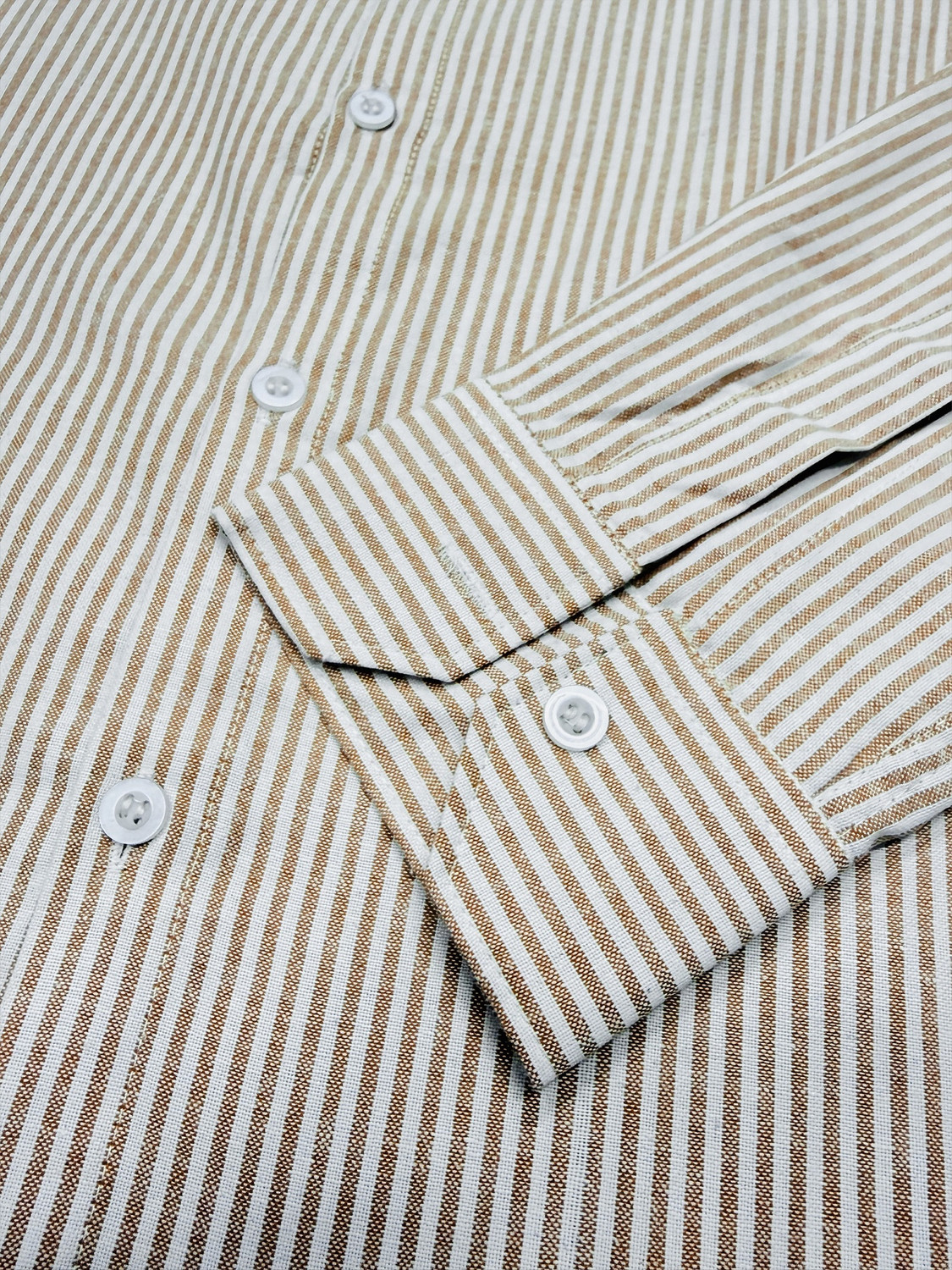 Image of SOLSTICE Men Striped Casual Brown Shirt